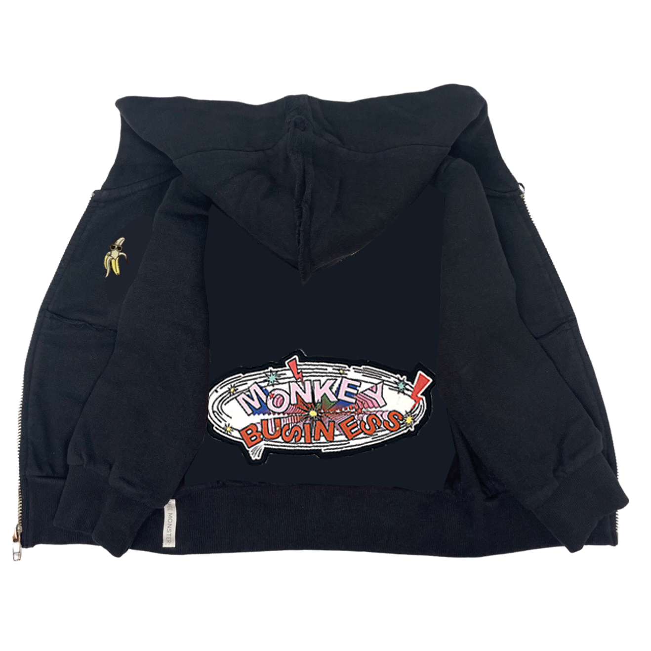 Monkey Business Black Zip Hoodie - Unisex for Boys and Girls