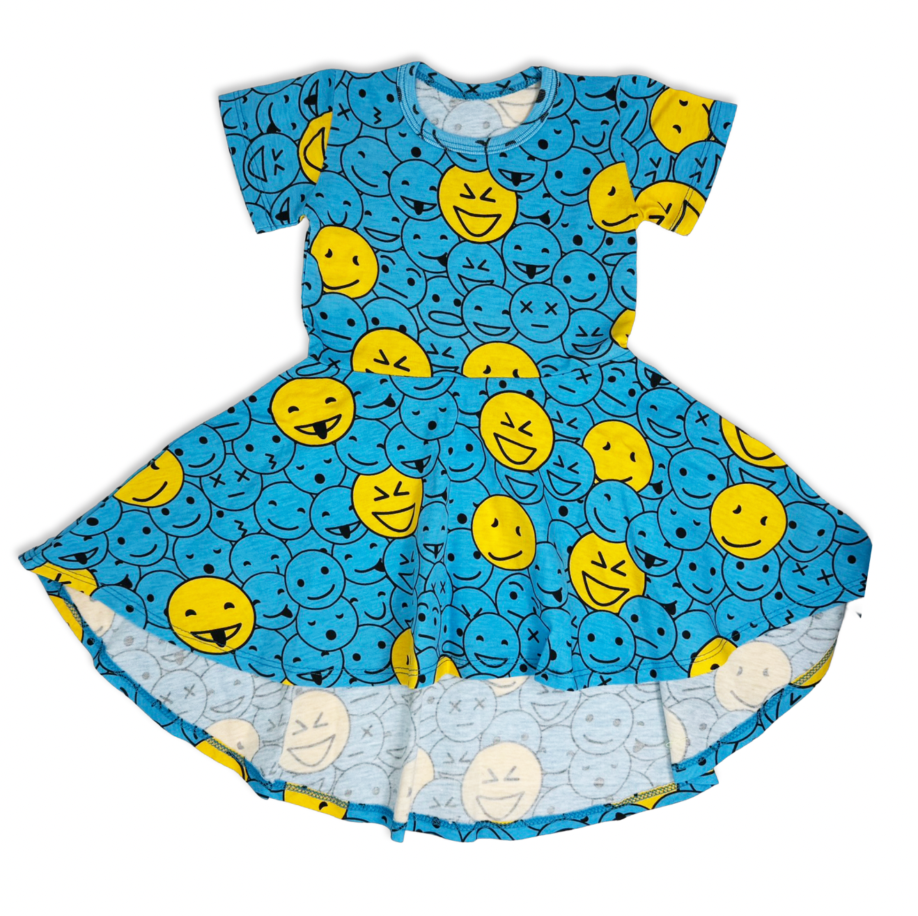 Monster Face Blue Skater Hi-Lo Dress Wee Monster Monster Face Blue Skater Hi-Lo Dress Wee Monster