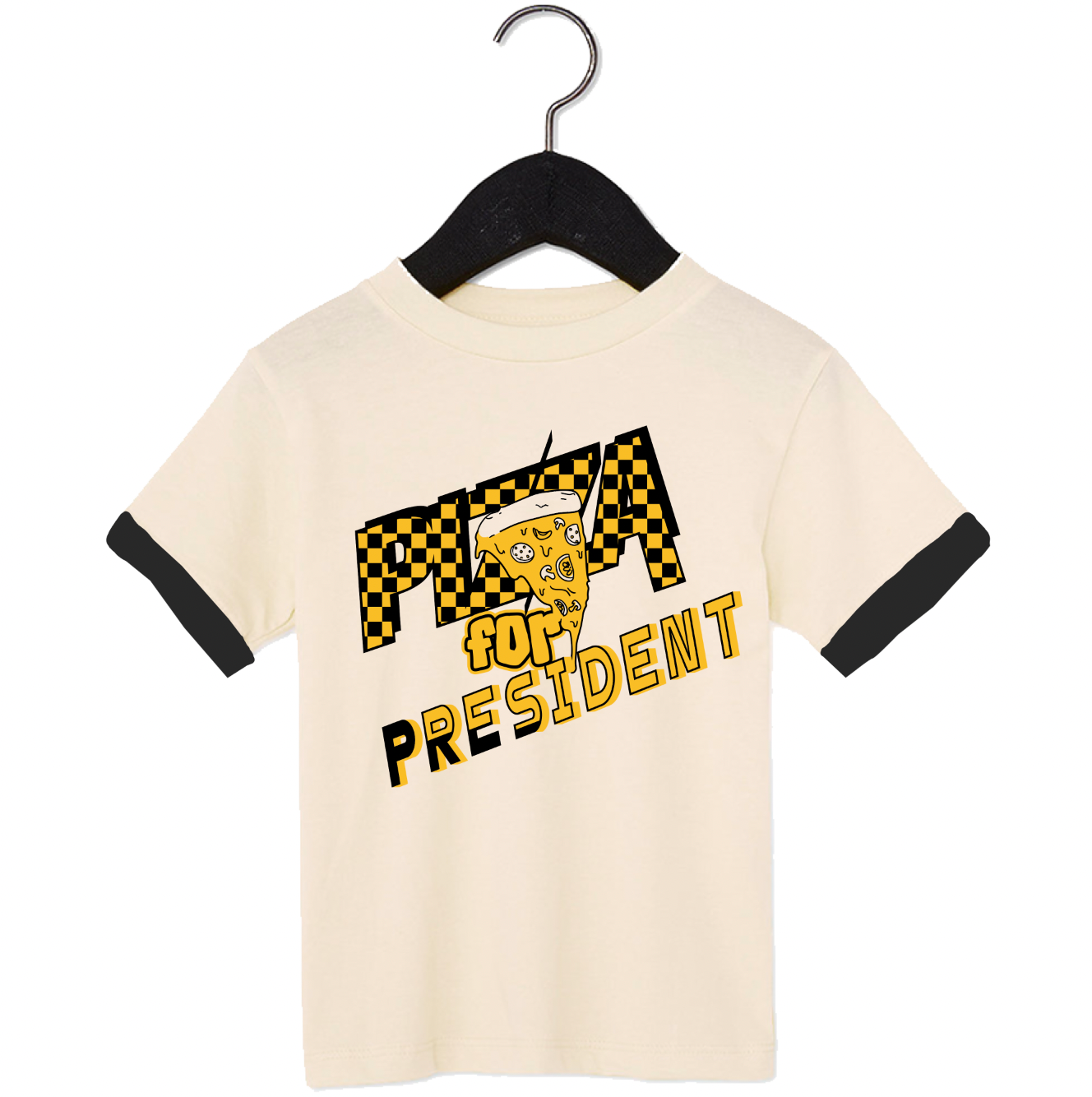 Pizza For President Cream Tee - Unisex for Boys and Girls