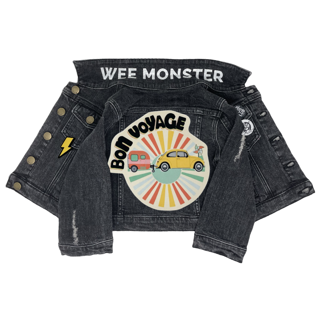 Bon Voyage Black Denim Jacket - Unisex for Boys and Girls