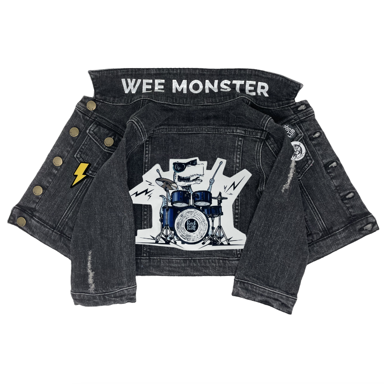 Dino Black Denim Jacket - Unisex for Boys and Girls