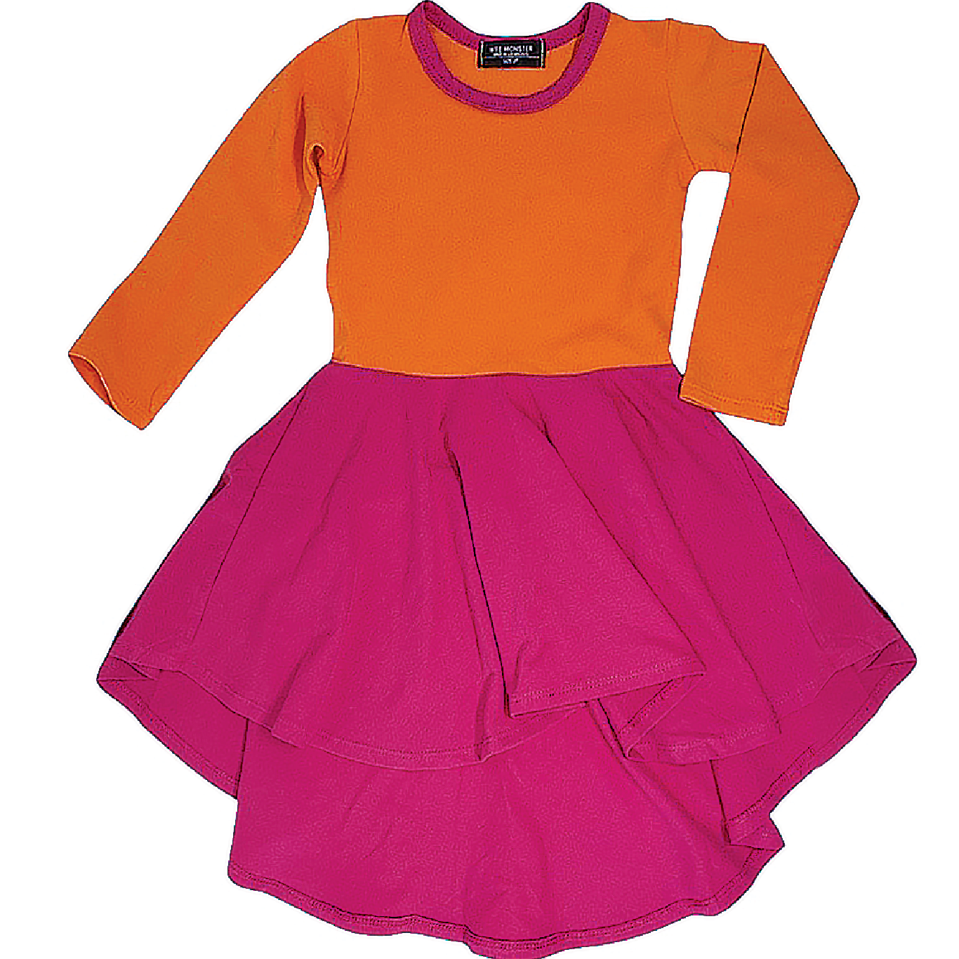 Tangerine Orange and Poppy Pink Color Block Dress