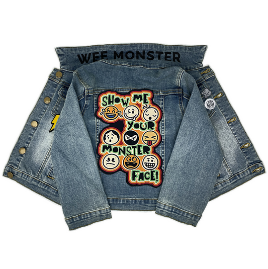 Monster Face Denim Jacket - Unisex for Boys and Girls