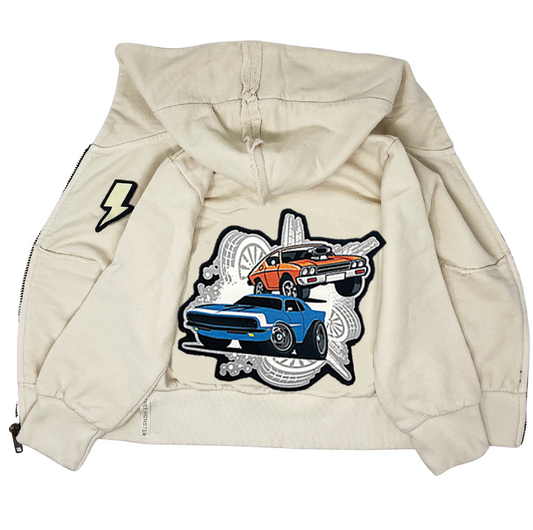 Speed Racer Cream Zip Hoodie - Unisex for Boys and Girls