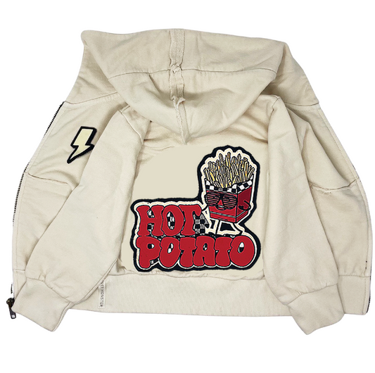 Hot Potato Cream Zip Hoodie - Unisex for Boys and Girls