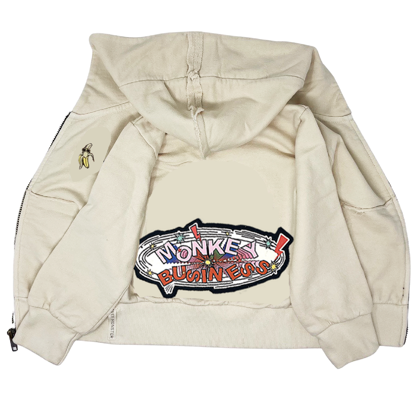Monkey Business Cream Zip Hoodie - Unisex for Boys and Girls