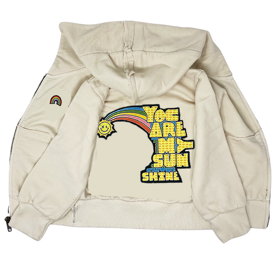 You Are My Sunshine Cream Zip Hoodie - Unisex for Boys and Girls