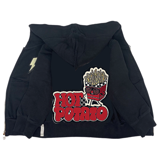 Hot Potato Black Zip Hoodie - Unisex for Boys and Girls