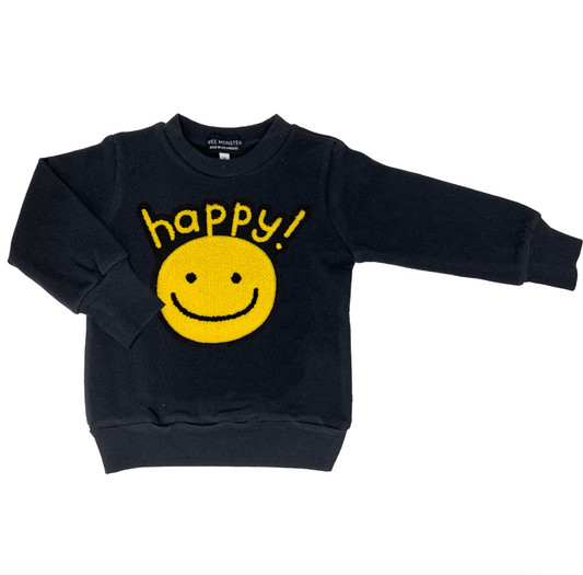 Happy Black Sweatshirt - Unisex for Boys and Girls