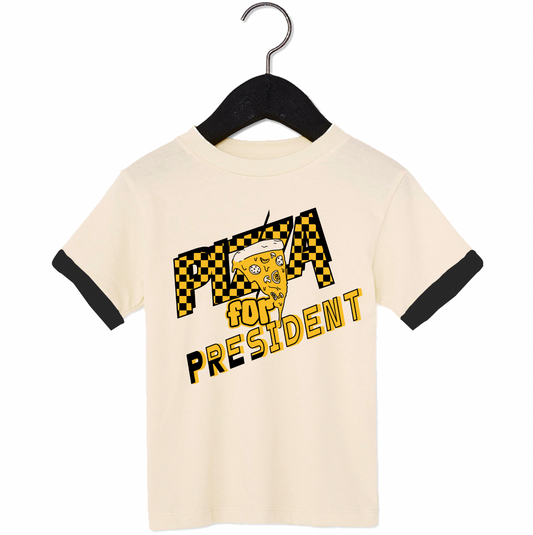 Pizza For President Cream Tee - Unisex for Boys and Girls