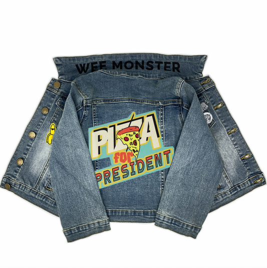 Pizza For President Denim Jacket - Unisex for Boys and Girls