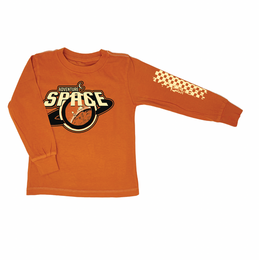 Space Adventure Orange Long Sleeve - Unisex for Boys and Girls