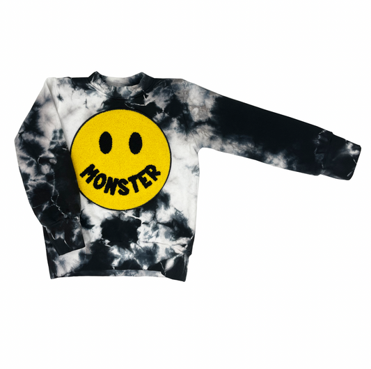 MONSTER Black Tie Dye Sweatshirt - Unisex for Boys and Girls