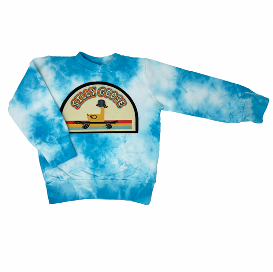 Silly Goose Blue Tie Dye Sweatshirt - Unisex for Boys and Girls