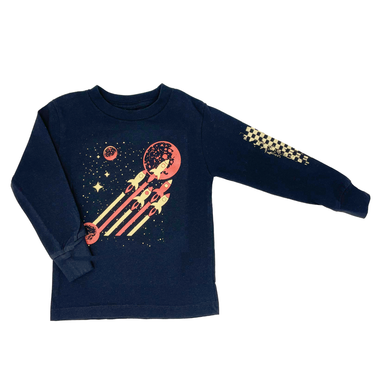 Space Rockets Black Long Sleeve - Unisex for Boys and Girls