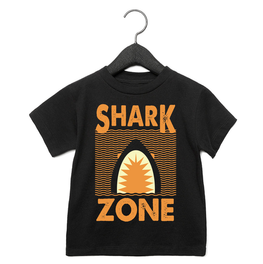 Shark Zone Black Tee - Unisex for Boys and Girls