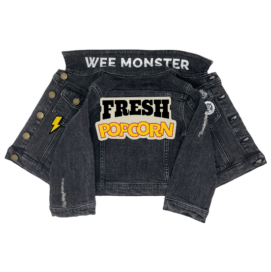 Fresh Popcorn Black Denim Jacket - Unisex for Boys and Girls