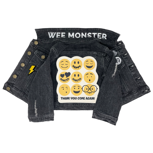 Emoji Black Denim Jacket - Unisex for Boys and Girls