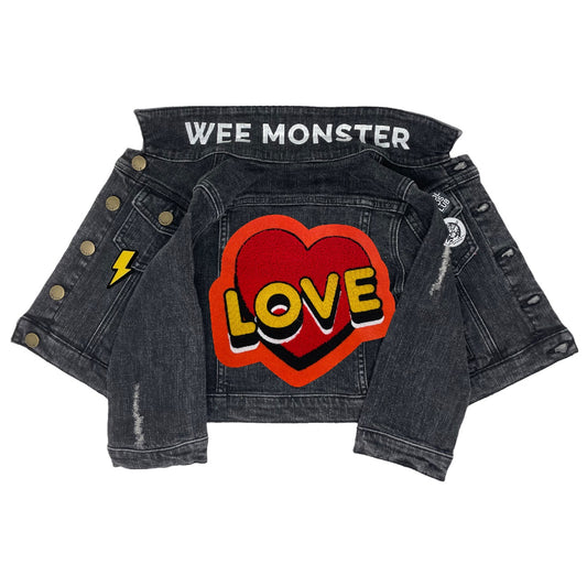 LOVE Black Denim Jacket - Unisex for Boys and Girls