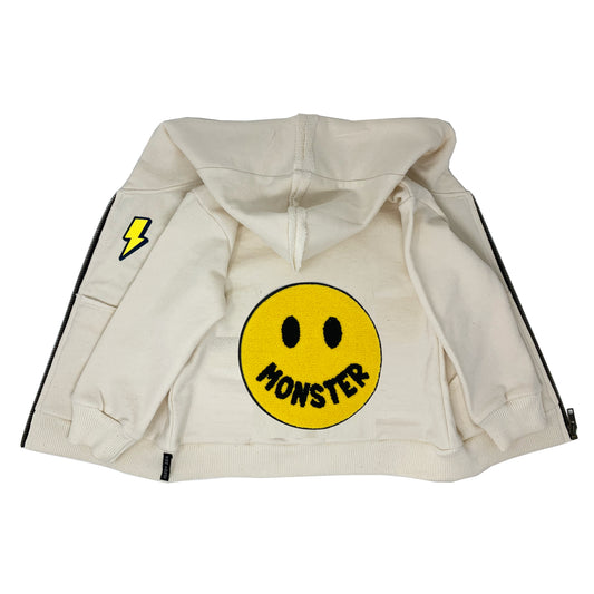 MONSTER Cream Zip Hoodie - Unisex for Boys and Girls